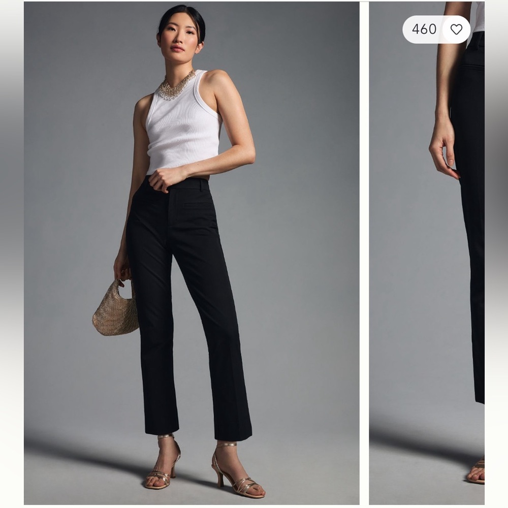 Anthropologie The Essential Slim Kick Flare Pants by Maeve Black Crop Ankle - 4